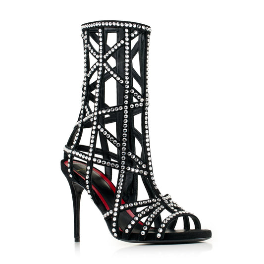 Cage Bottine 100 Noir Blanc Strass