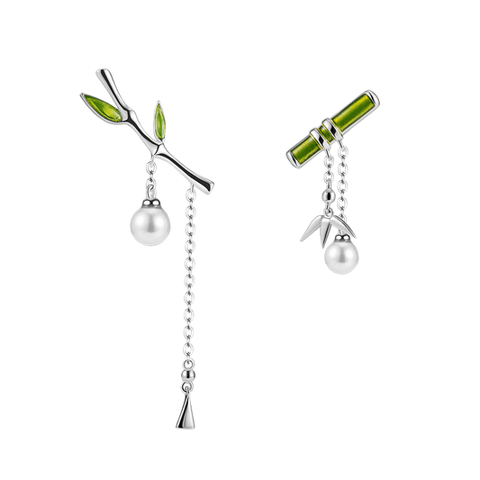Panda Earrings With Bamboo