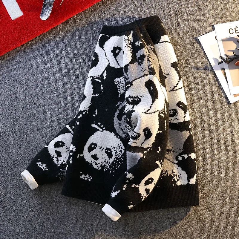 Panda Print Knitted Sweater