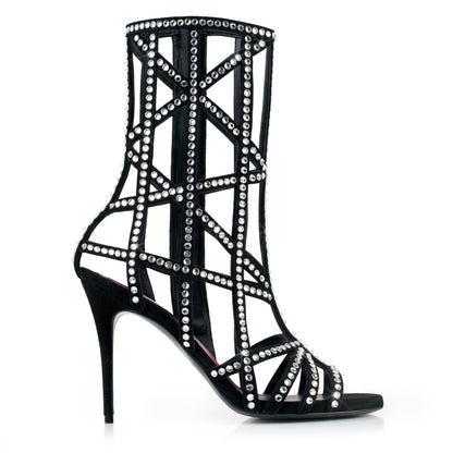 Cage Bottine 100 Noir Blanc Strass