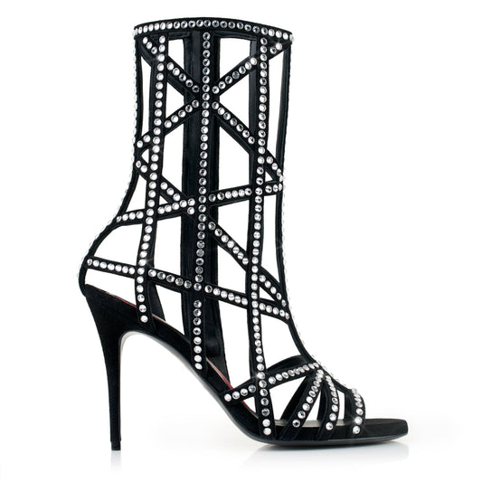 Cage Bottine 100 Noir Blanc Strass