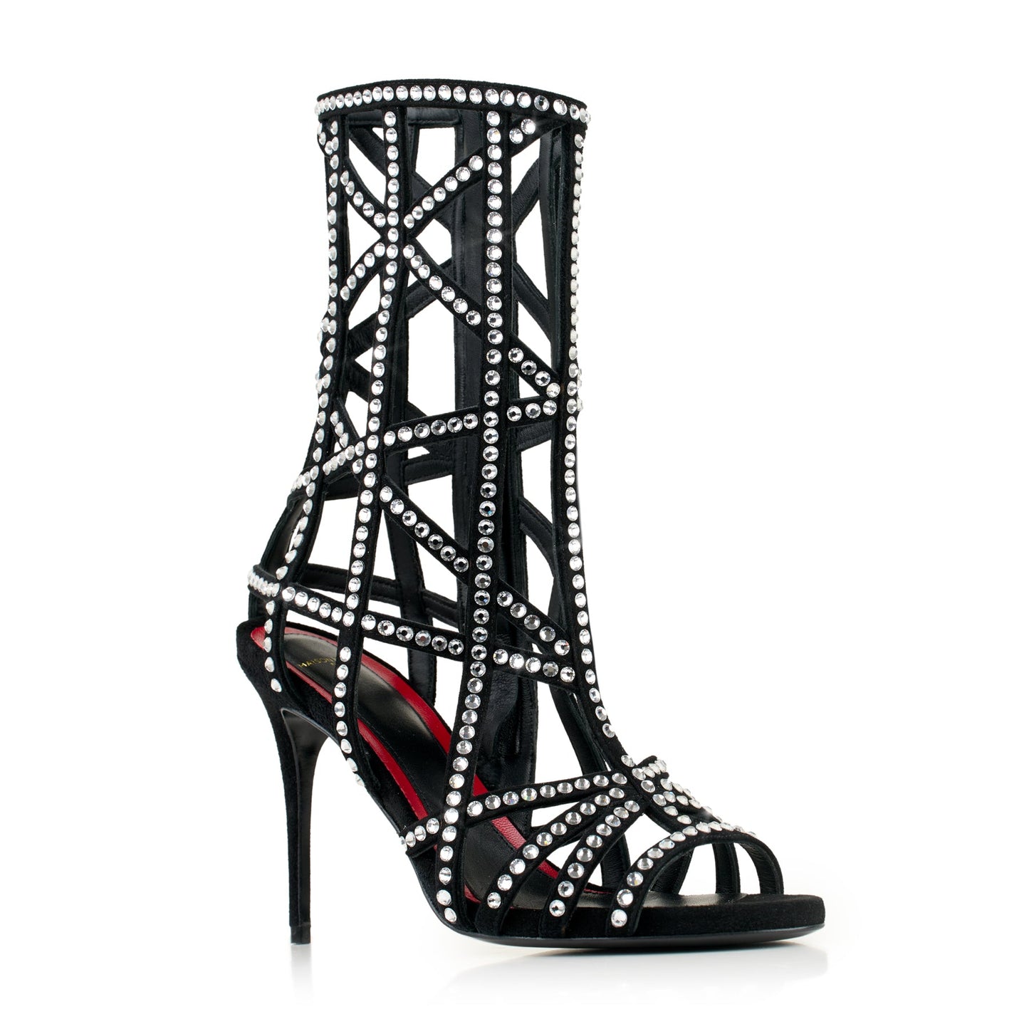 Cage Bottine 100 Noir Blanc Strass