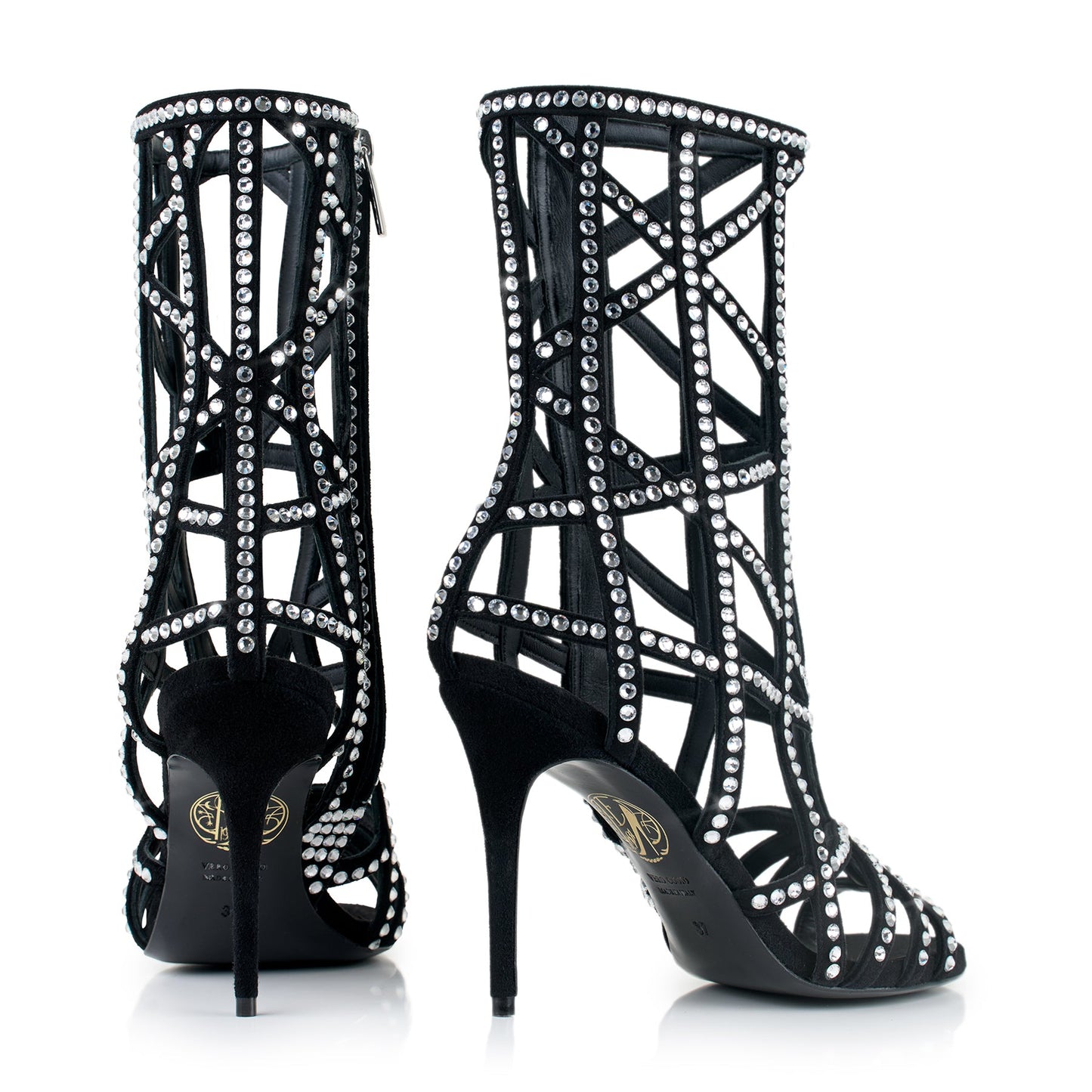 Cage Bottine 100 Noir Blanc Strass