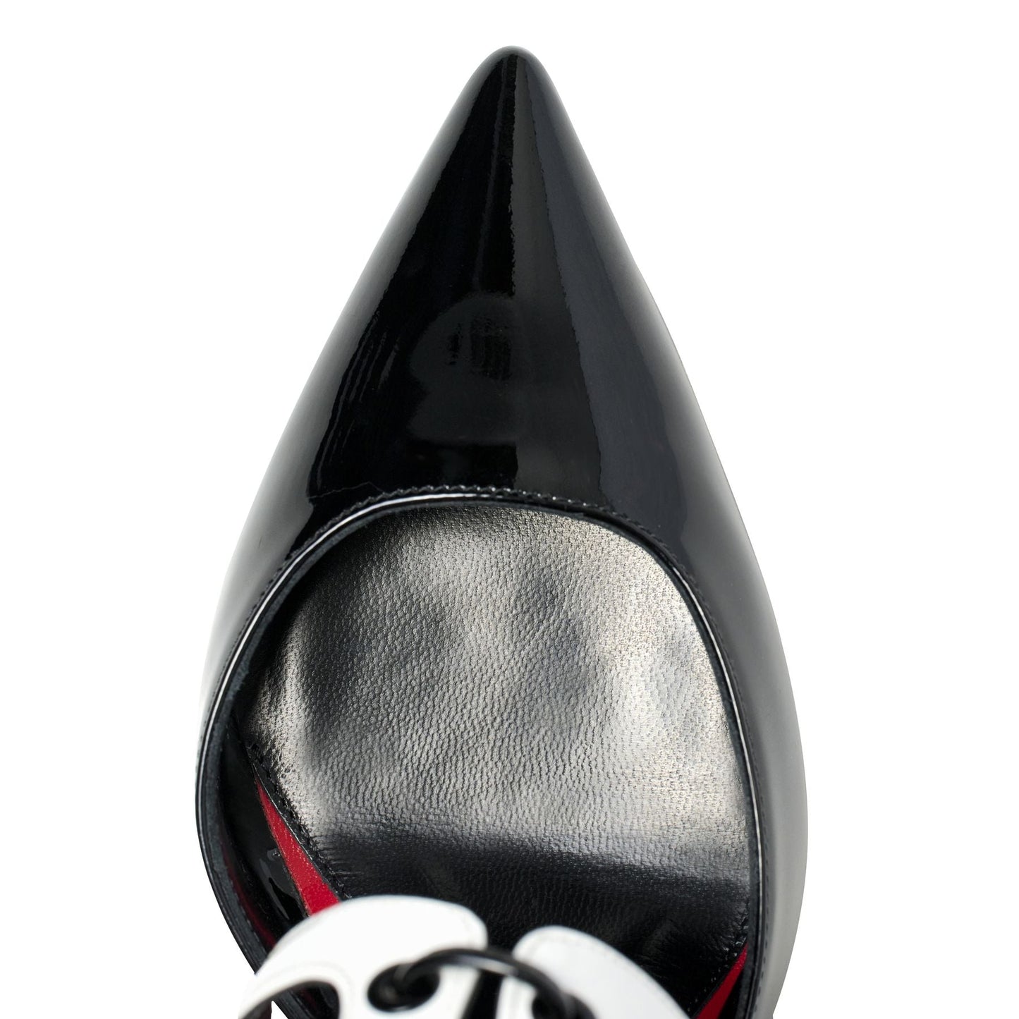 Gatsby Ballerine 30 Noir Blanc Cuir Vernis