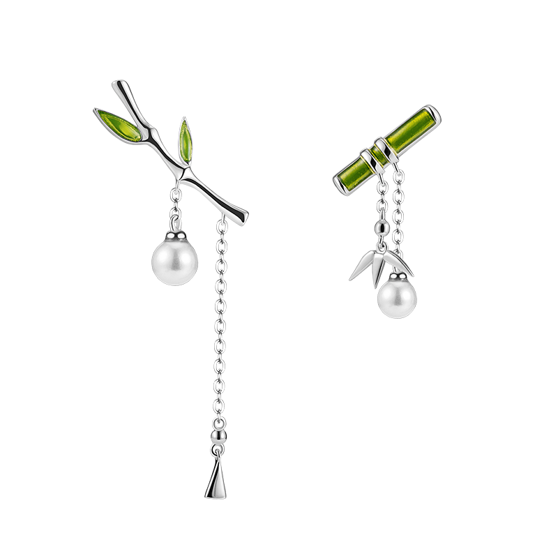 Panda Earrings With Bamboo