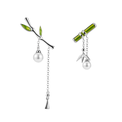 Panda Earrings With Bamboo