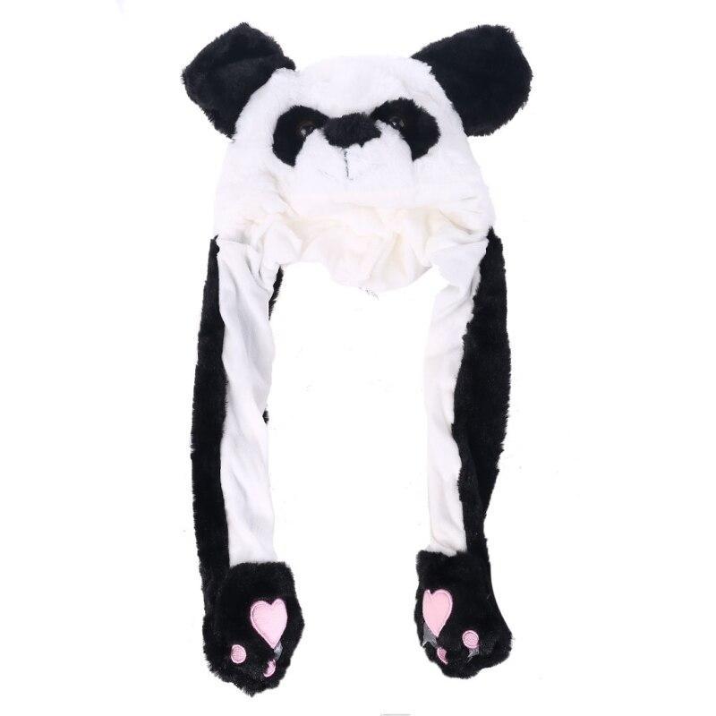 Panda Furry Animal Head Knit Beanie Hat