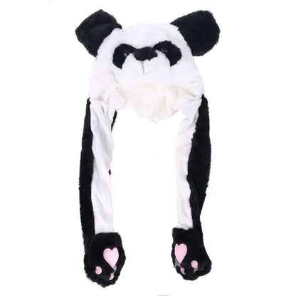 Panda Furry Animal Head Knit Beanie Hat