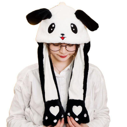 Panda Furry Animal Head Knit Beanie Hat