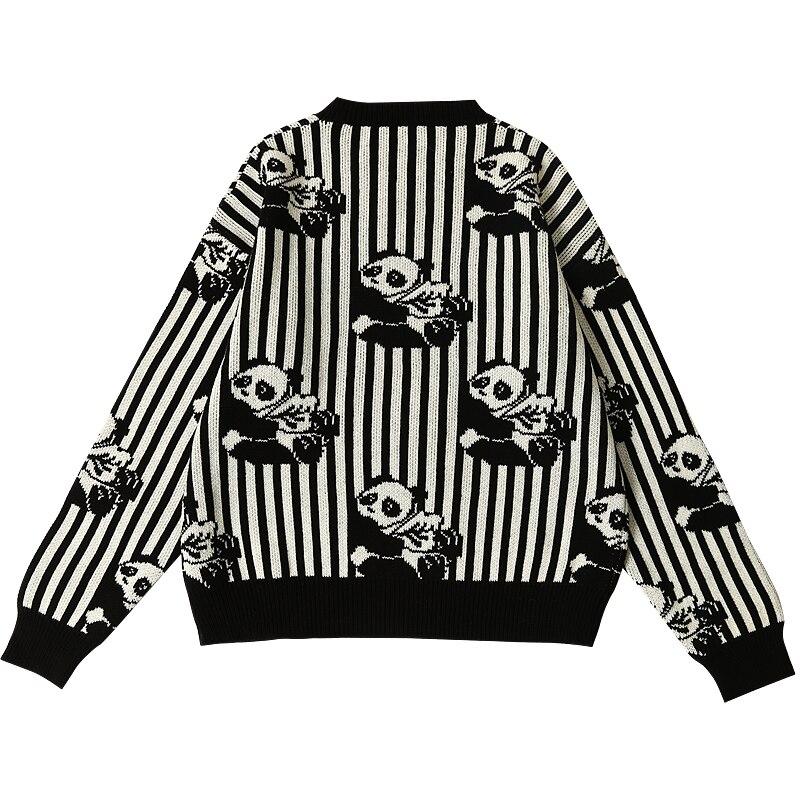 Panda Hoodie Striped Woman