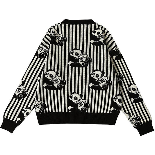 Panda Hoodie Striped Woman