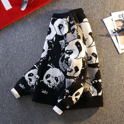 Panda Print Knitted Sweater