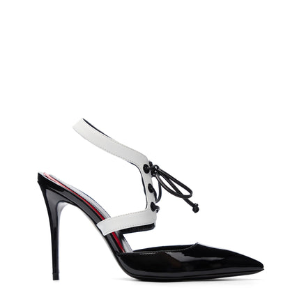 Gatsby Sandales 100 Noir Blanc Cuir Vernis