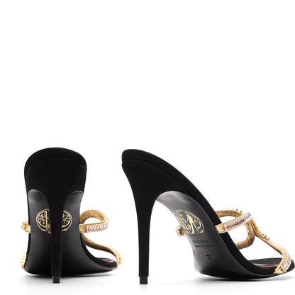 Lys Mule 100 Blanc Noir Cuir Velours et Mat