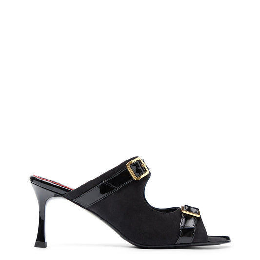 Myrtle 70 Noir Cuir Vernis et Velours
