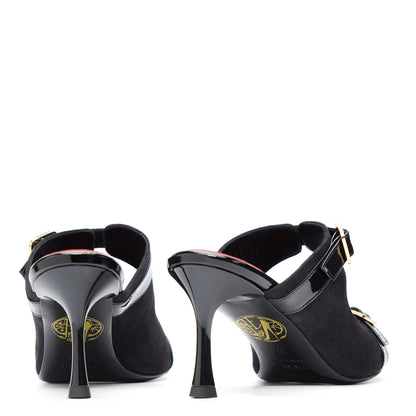 Myrtle 70 Noir Cuir Vernis et Velours