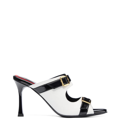 Myrtle 90 Blanc Noir Cuir Mat et Vernis