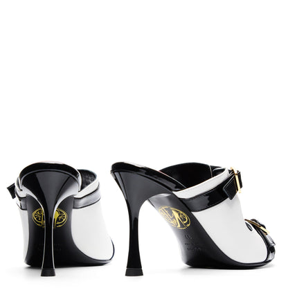 Myrtle 90 Blanc Noir Cuir Mat et Vernis